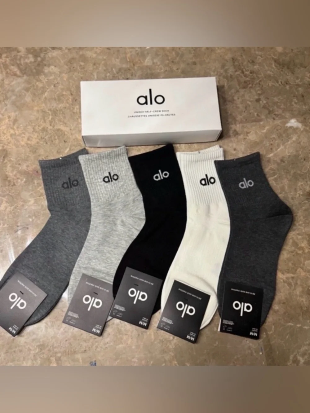 New Women’s Alo socks
New in box and with tags 
5 pairs size Medium - Picture 3 of 7